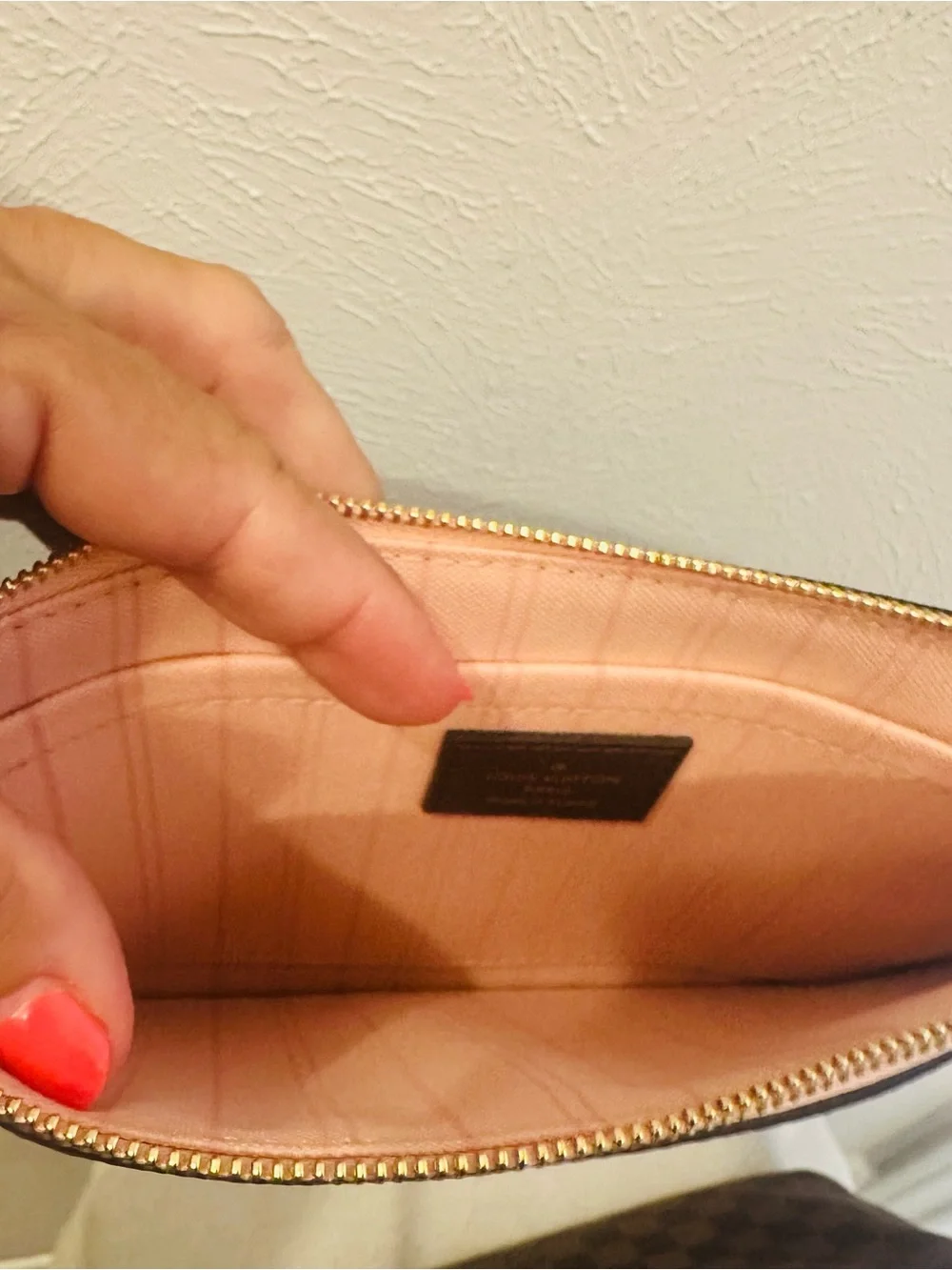 Louis Vuitton Brown Damier mm Canvas Tote with Pink Chevron Strap